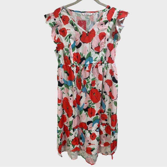 Maternity Poppy Ruffle Cap sleeves Nursing Dress Size Medium - Picture 4 of 12